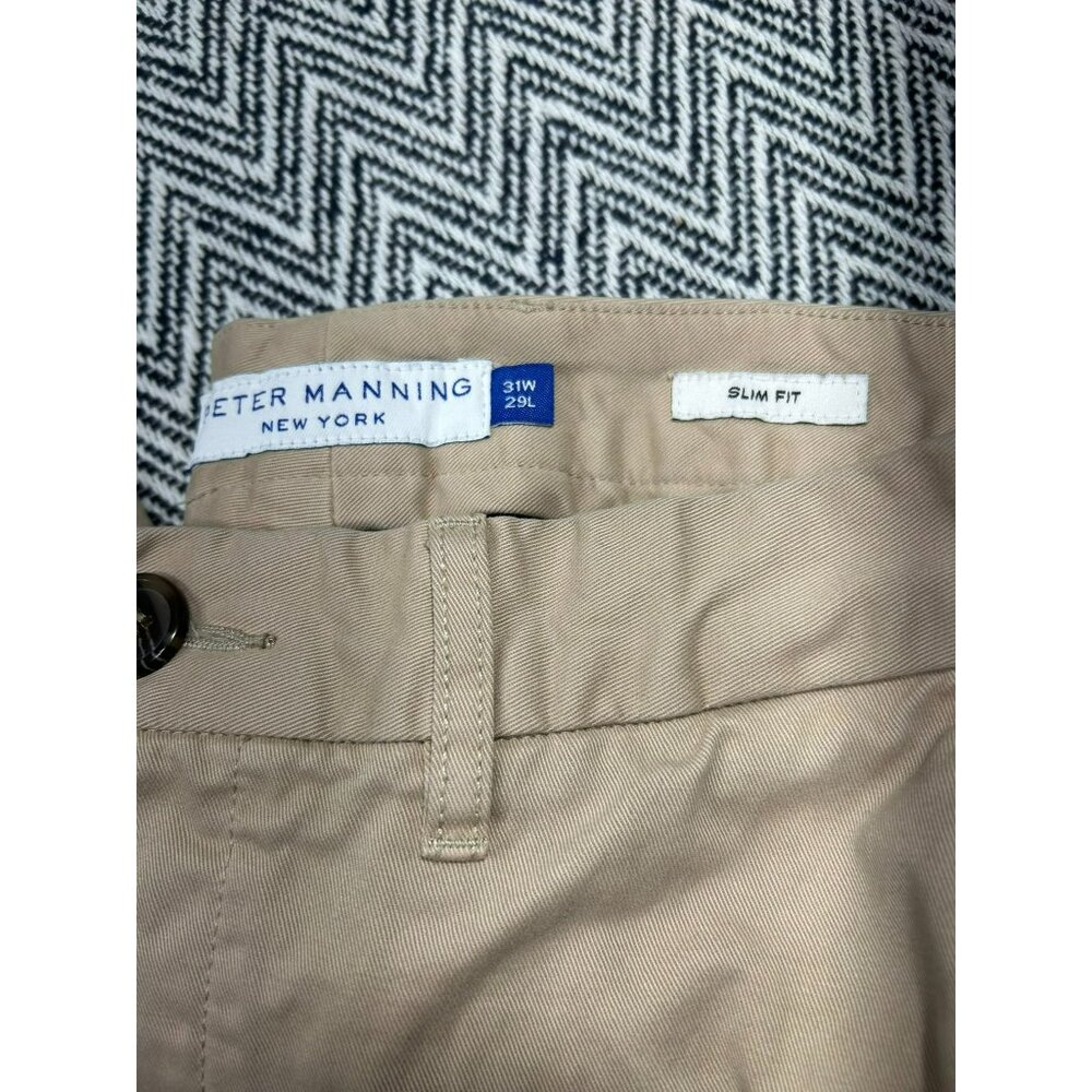Peter Manning Men's Chinos Lot of 2 In Black & Khaki 31W x 29L Cotton Blend - Picture 2 of 4